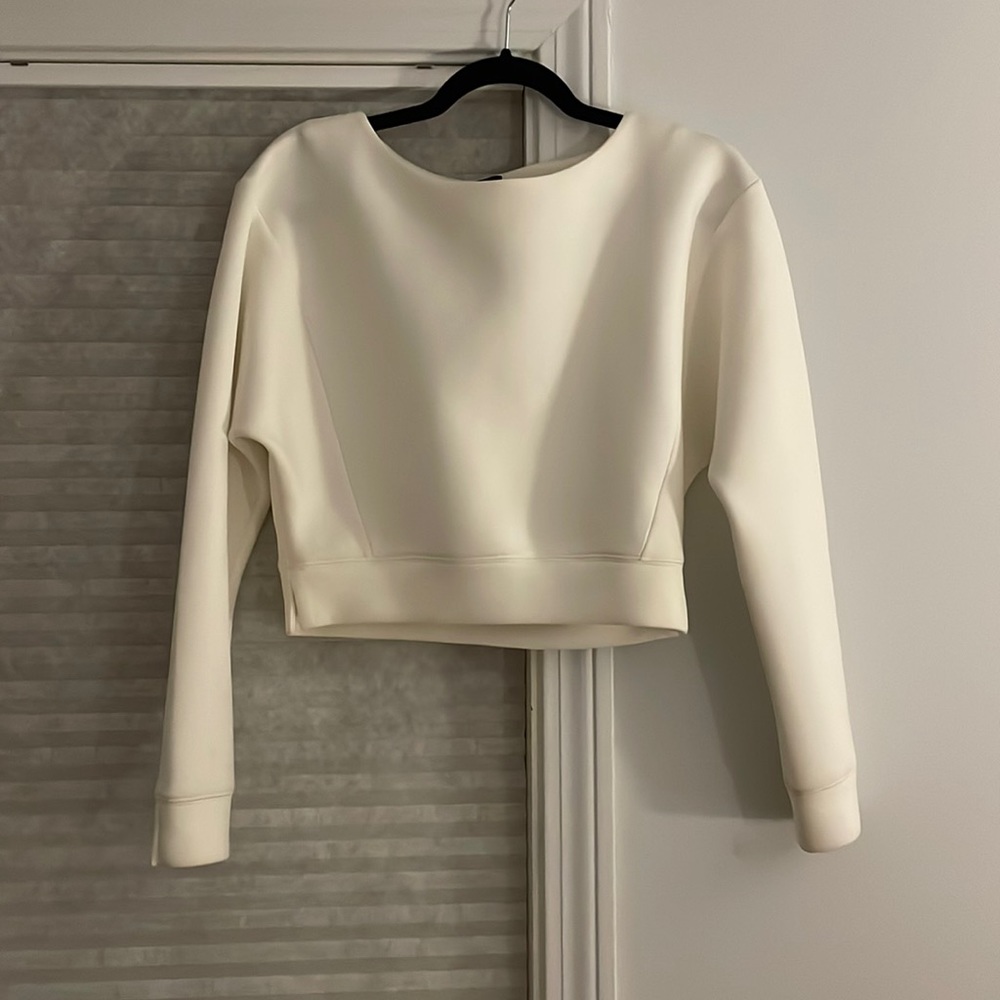 Lime and vine scuba crop long sleeve top